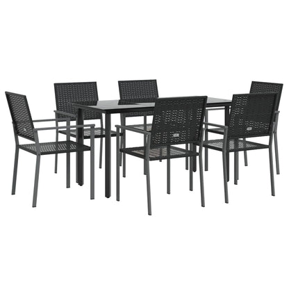 vidaXL 7-tlg. Garten-Essgruppe Poly Rattan und Stahl