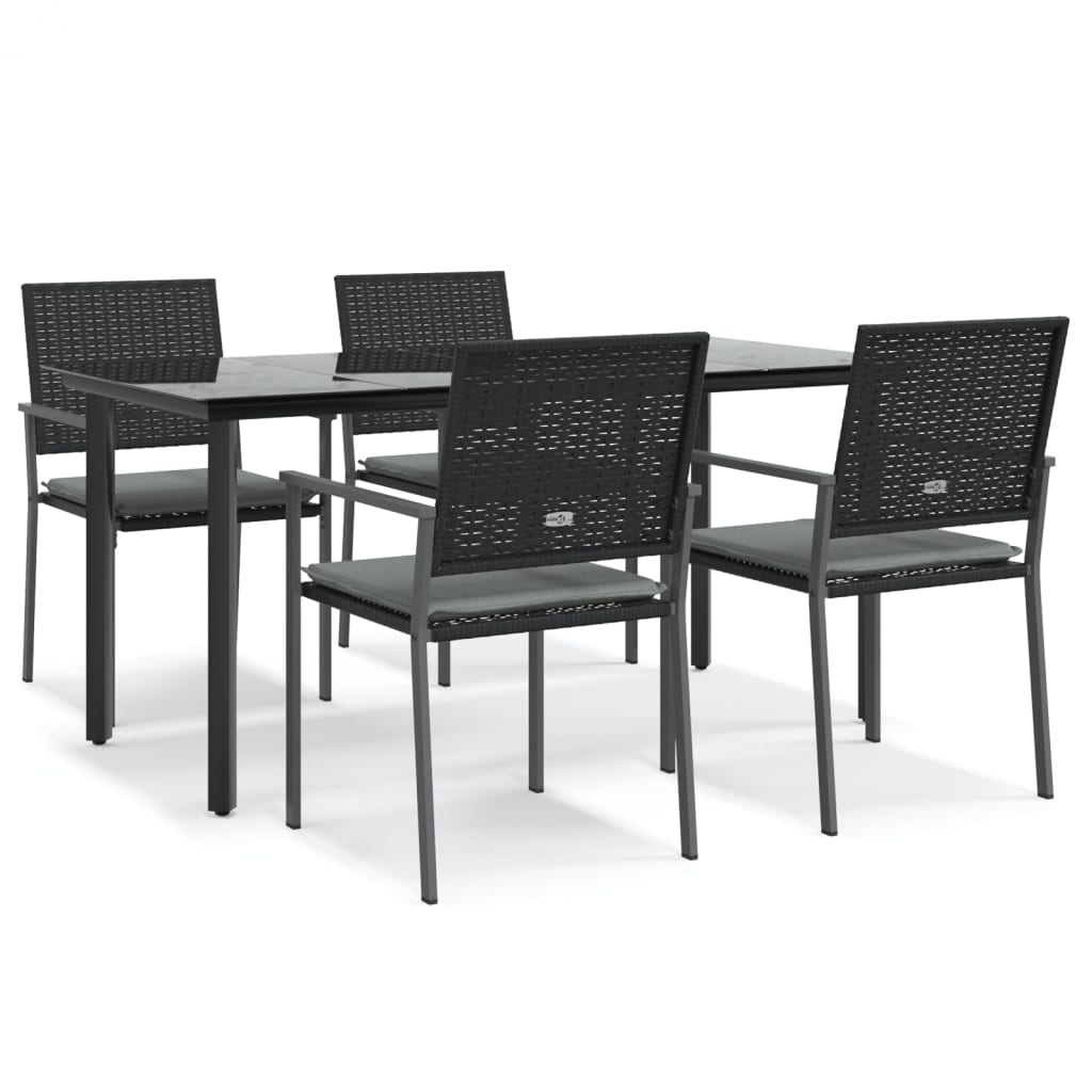 vidaXL 5-tlg. Garten-Essgruppe mit Kissen Poly Rattan und Stahl