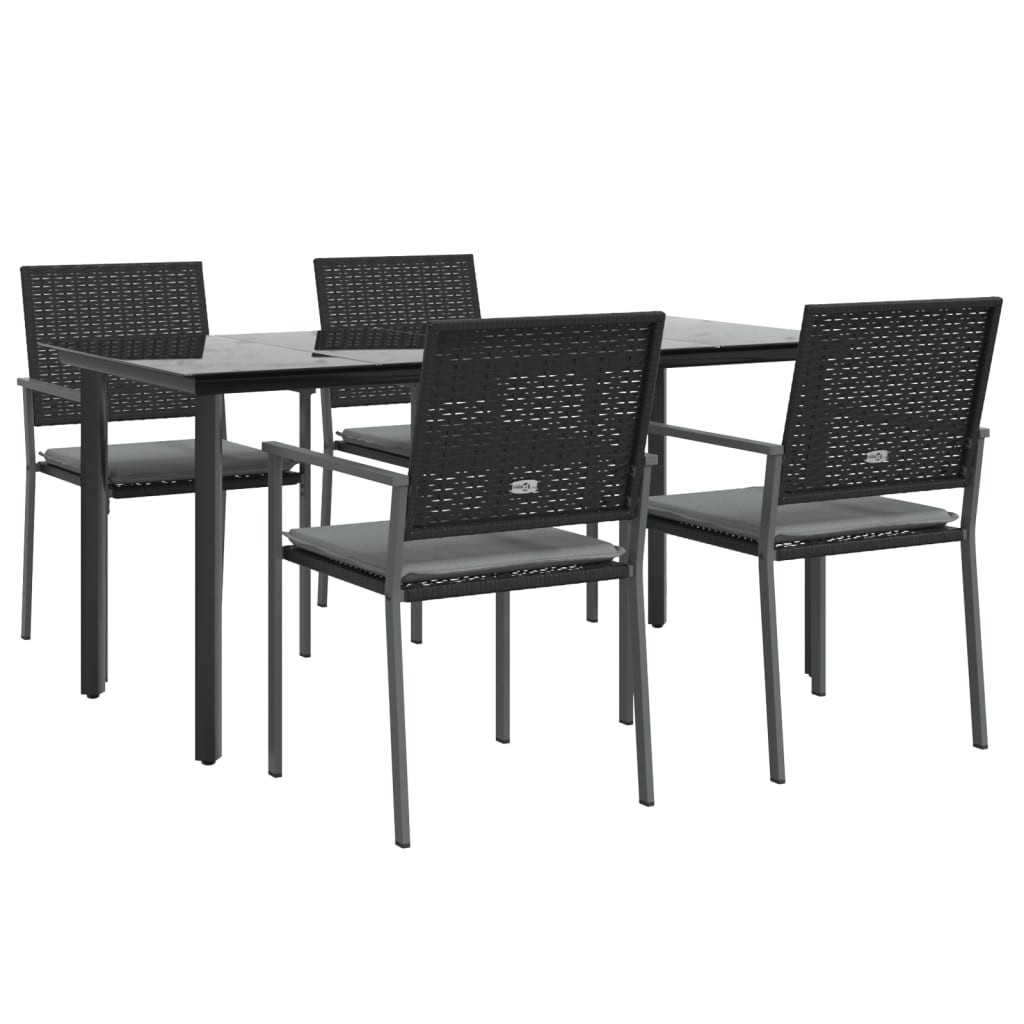 vidaXL 5-tlg. Garten-Essgruppe mit Kissen Poly Rattan und Stahl