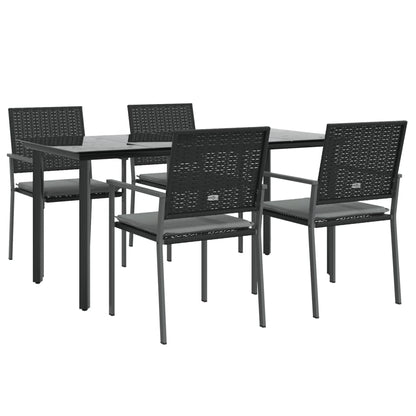 vidaXL 5-tlg. Garten-Essgruppe mit Kissen Poly Rattan und Stahl