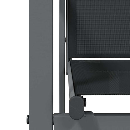 7-tlg. Garten-Essgruppe Schwarz Textilene und Stahl