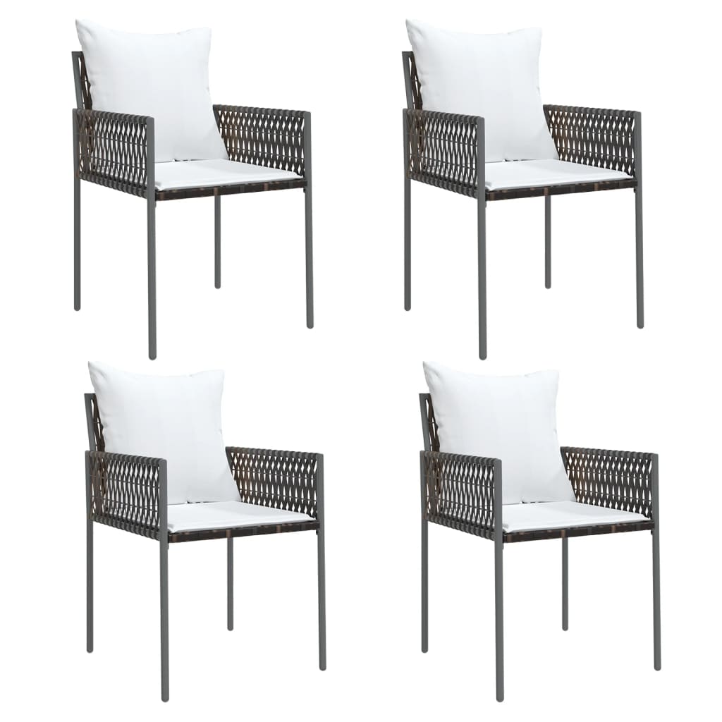 vidaXL 5-tlg. Garten-Essgruppe mit Kissen Poly Rattan und Stahl