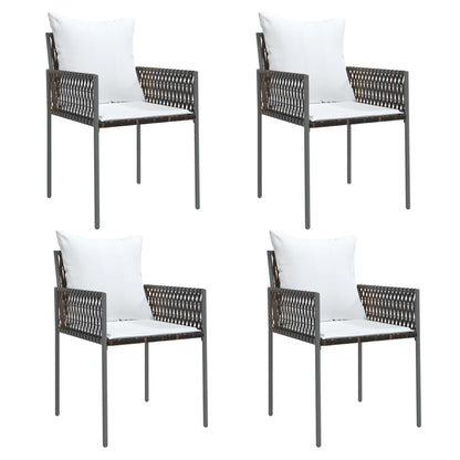 vidaXL 5-tlg. Garten-Essgruppe mit Kissen Poly Rattan und Stahl
