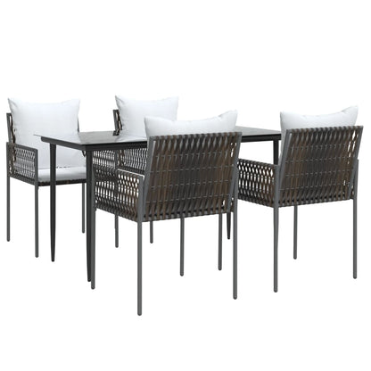 vidaXL 5-tlg. Garten-Essgruppe mit Kissen Poly Rattan und Stahl