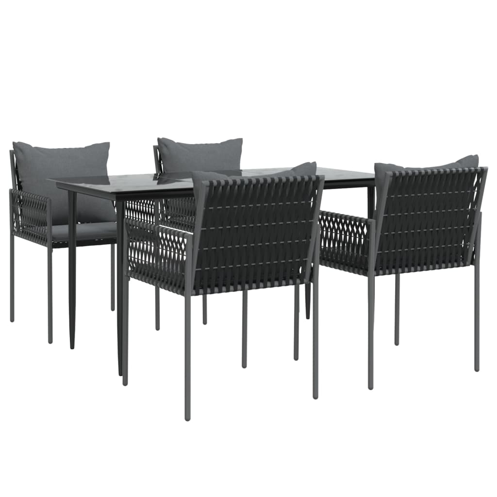 vidaXL 5-tlg. Garten-Essgruppe mit Kissen Poly Rattan und Stahl
