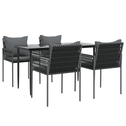 vidaXL 5-tlg. Garten-Essgruppe mit Kissen Poly Rattan und Stahl