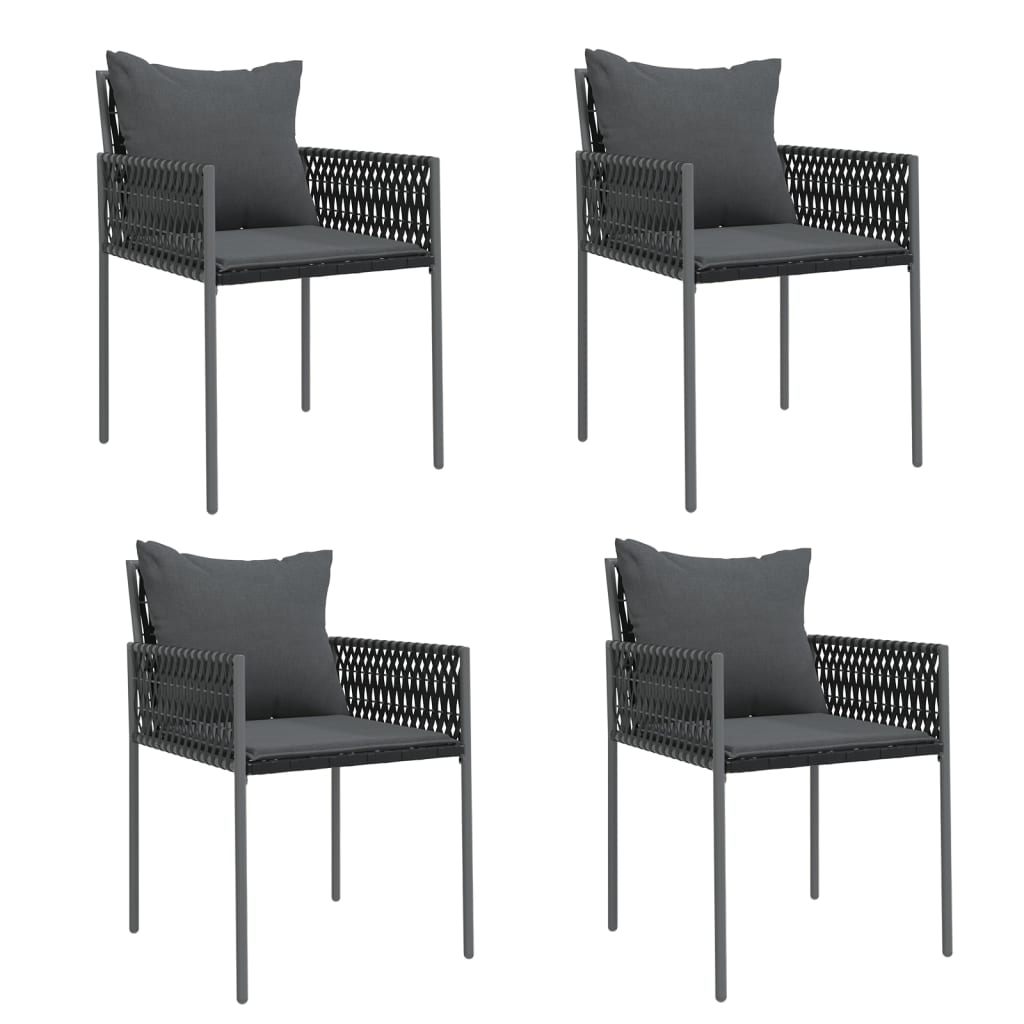 vidaXL 5-tlg. Garten-Essgruppe mit Kissen Poly Rattan und Stahl