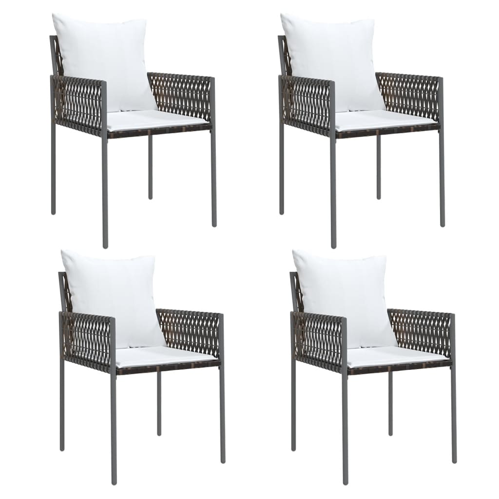 vidaXL 5-tlg. Garten-Essgruppe mit Kissen Poly Rattan und Stahl