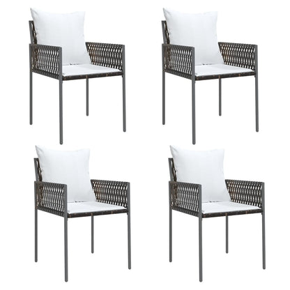 vidaXL 5-tlg. Garten-Essgruppe mit Kissen Poly Rattan und Stahl