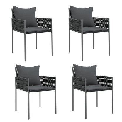 vidaXL 5-tlg. Garten-Essgruppe mit Kissen Poly Rattan und Stahl