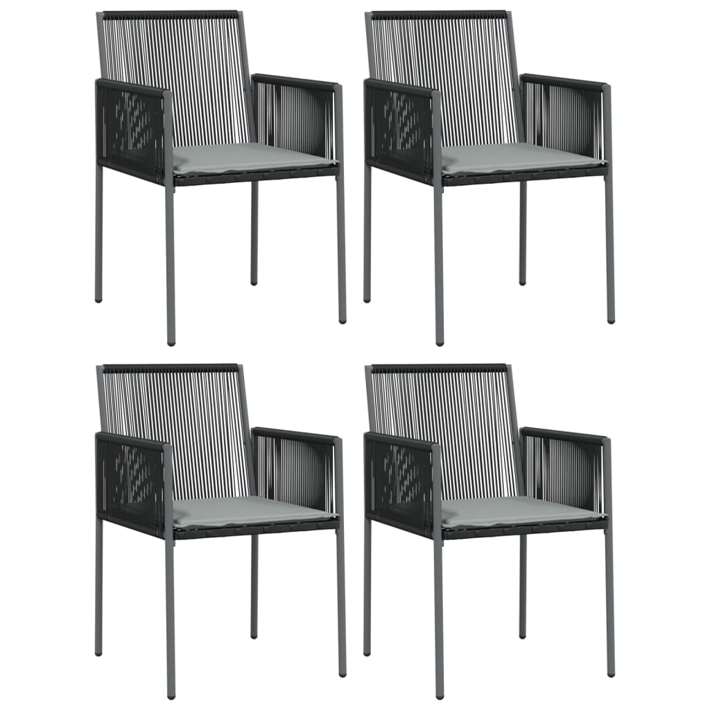 vidaXL 5-tlg. Garten-Essgruppe mit Kissen Schwarz Poly Rattan & Stahl