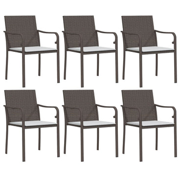 vidaXL Chaises de jardin avec coussins 6 pcs Marron 56x59x84 cm Résine tressée