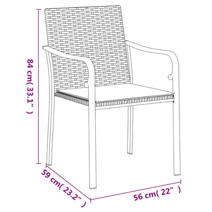vidaXL Chaises de jardin avec coussins 6 pcs Marron 56x59x84 cm Résine tressée