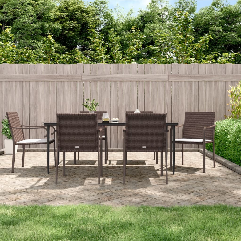 vidaXL Chaises de jardin avec coussins 6 pcs Marron 56x59x84 cm Résine tressée