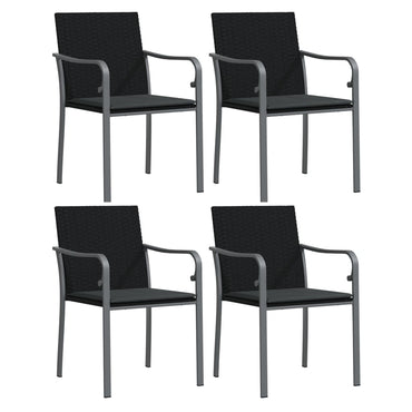 vidaXL Chaises de jardin avec coussins 4 pcs Noir 56x59x84 cm Résine tressée