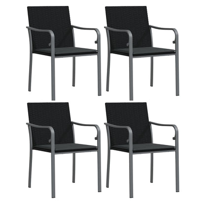 vidaXL Chaises de jardin avec coussins 4 pcs Noir 56x59x84 cm Résine tressée
