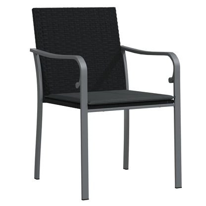 vidaXL Chaises de jardin avec coussins 4 pcs Noir 56x59x84 cm Résine tressée