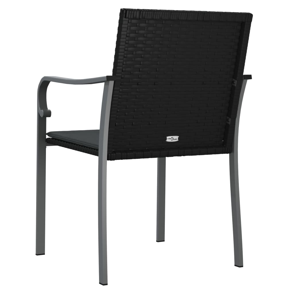 vidaXL Chaises de jardin avec coussins 4 pcs Noir 56x59x84 cm Résine tressée