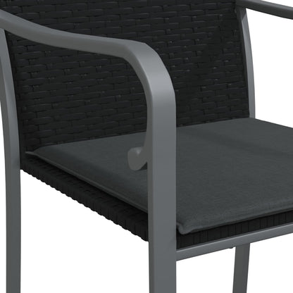 vidaXL Chaises de jardin avec coussins 4 pcs Noir 56x59x84 cm Résine tressée