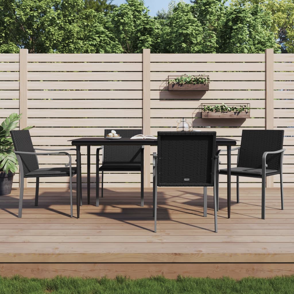 vidaXL Chaises de jardin avec coussins 4 pcs Noir 56x59x84 cm Résine tressée