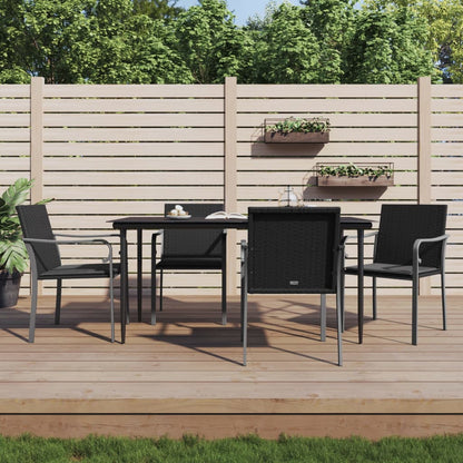 vidaXL Chaises de jardin avec coussins 4 pcs Noir 56x59x84 cm Résine tressée