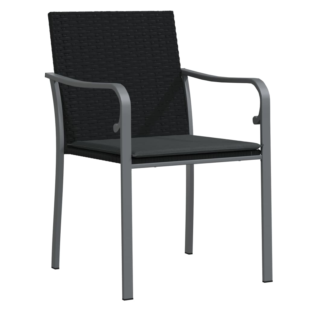 vidaXL Chaises de jardin avec coussins 6 pcs Noir 56x59x84 cm Résine tressée