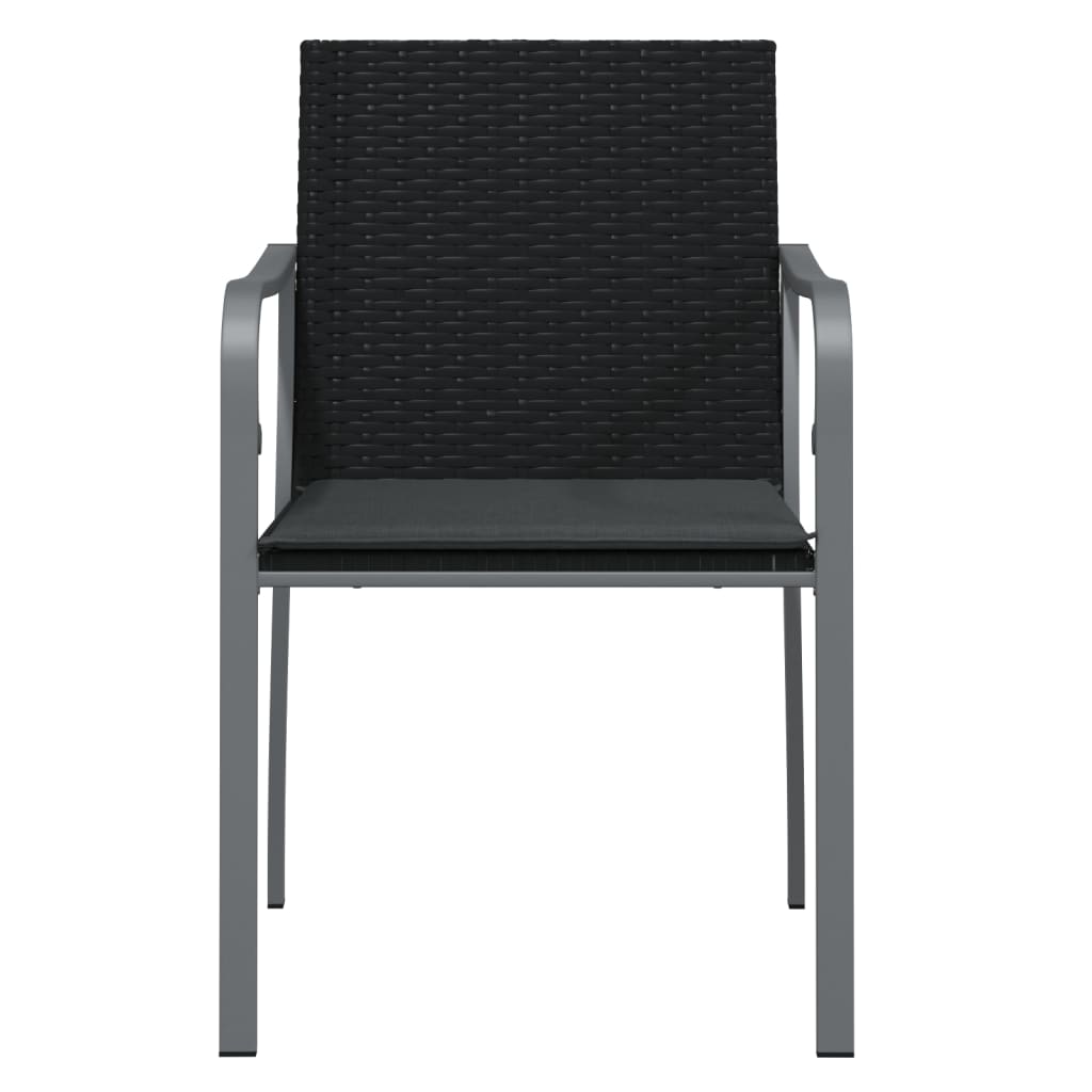 vidaXL Chaises de jardin avec coussins 6 pcs Noir 56x59x84 cm Résine tressée