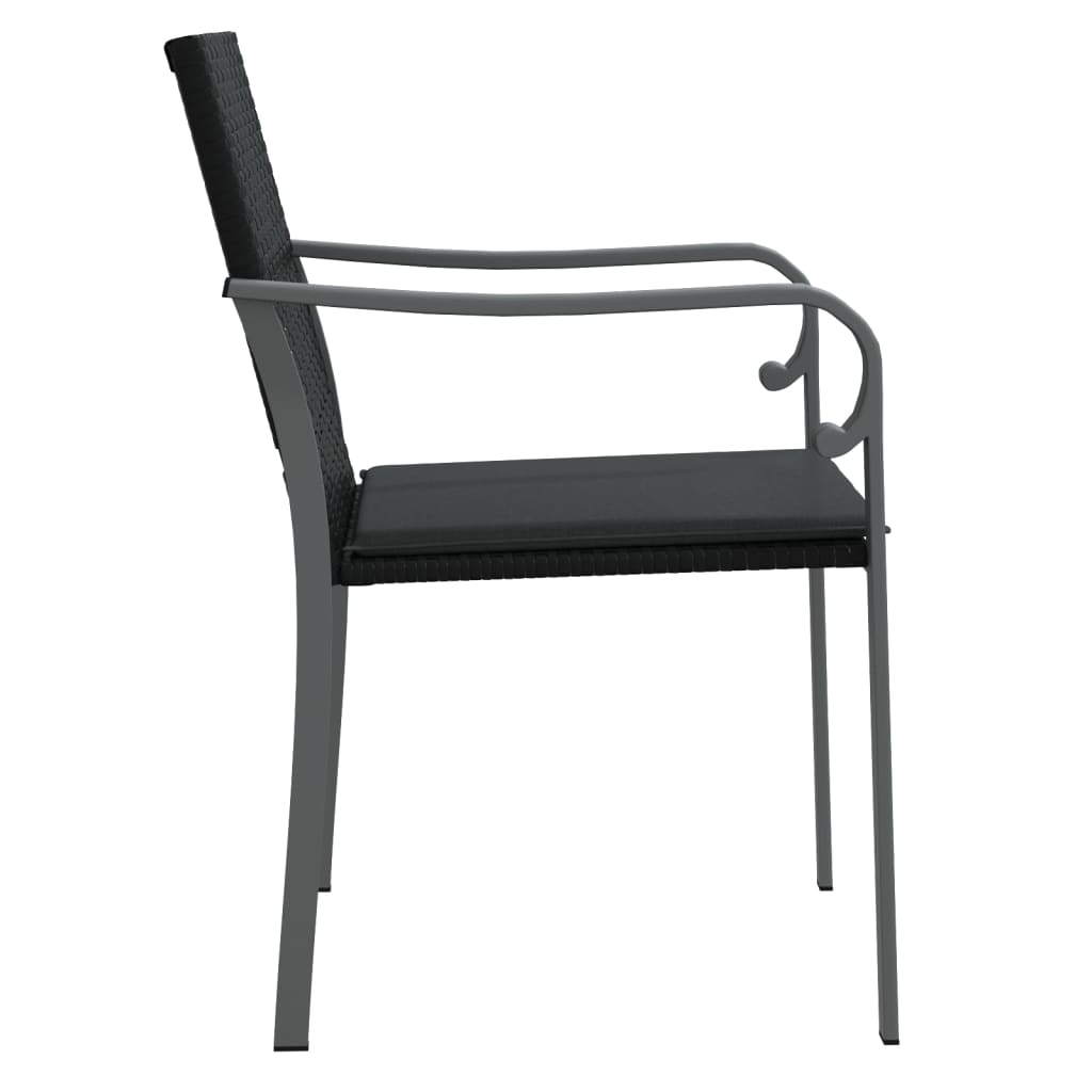 vidaXL Chaises de jardin avec coussins 6 pcs Noir 56x59x84 cm Résine tressée