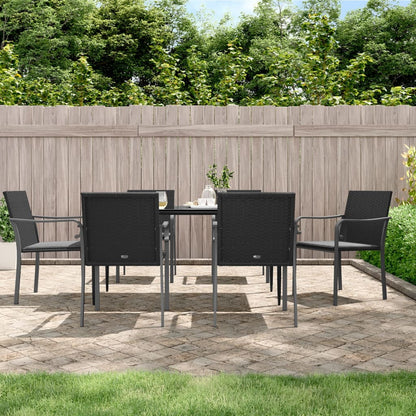 vidaXL Chaises de jardin avec coussins 6 pcs Noir 56x59x84 cm Résine tressée