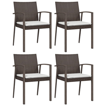 vidaXL Chaises de jardin avec coussins 4 pcs Marron 56,5x57x83 cm Résine tressée