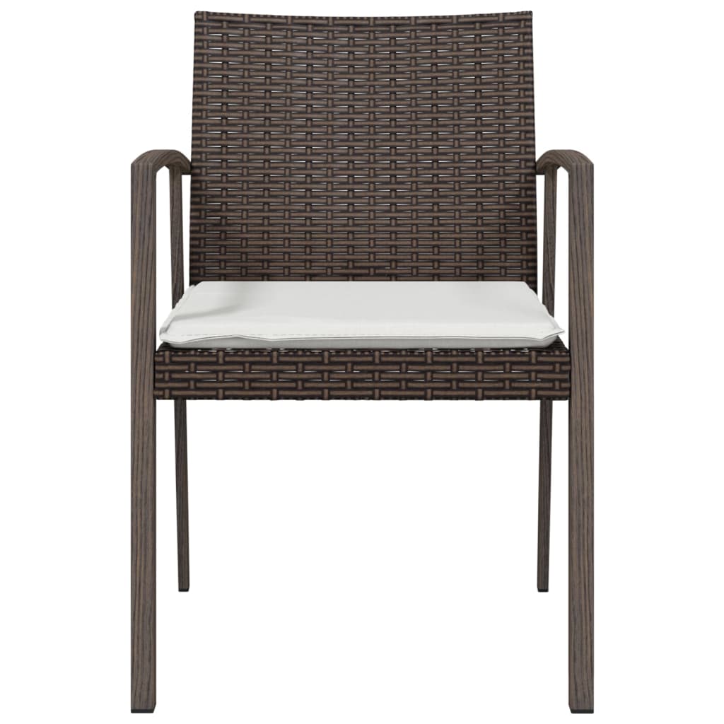 vidaXL Chaises de jardin avec coussins 4 pcs Marron 56,5x57x83 cm Résine tressée
