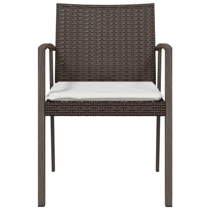 vidaXL Chaises de jardin avec coussins 4 pcs Marron 56,5x57x83 cm Résine tressée