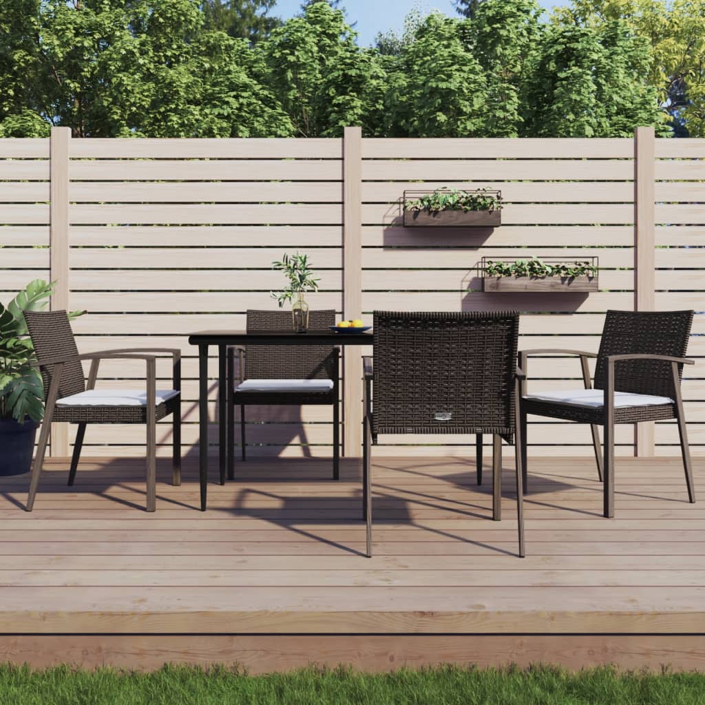 vidaXL Chaises de jardin avec coussins 4 pcs Marron 56,5x57x83 cm Résine tressée