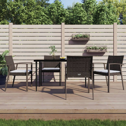 vidaXL Chaises de jardin avec coussins 4 pcs Marron 56,5x57x83 cm Résine tressée