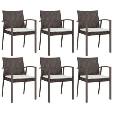 vidaXL Chaises de jardin avec coussins 6 pcs Marron 56,5x57x83 cm Résine tressée