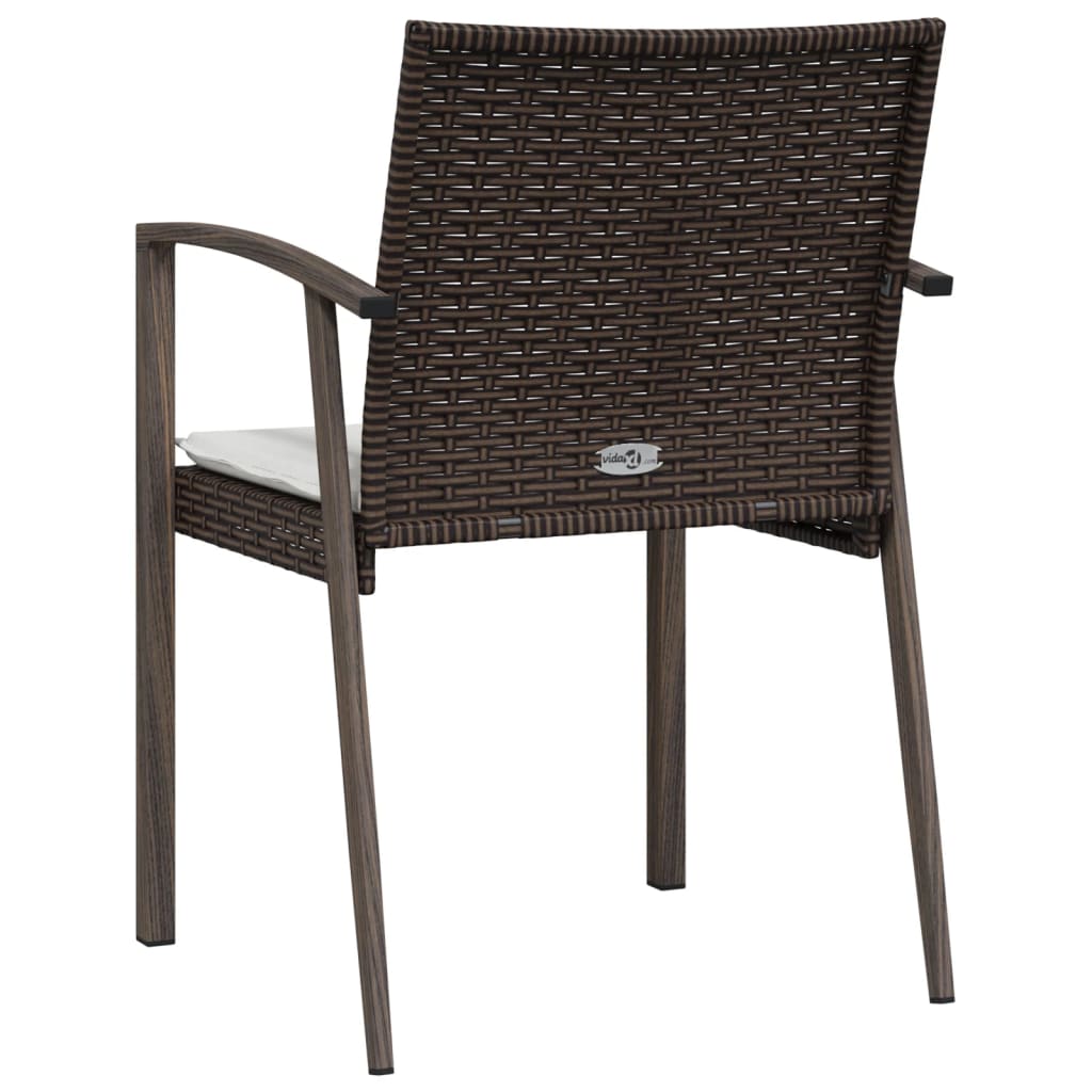 vidaXL Chaises de jardin avec coussins 6 pcs Marron 56,5x57x83 cm Résine tressée