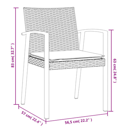 vidaXL Chaises de jardin avec coussins 6 pcs Marron 56,5x57x83 cm Résine tressée