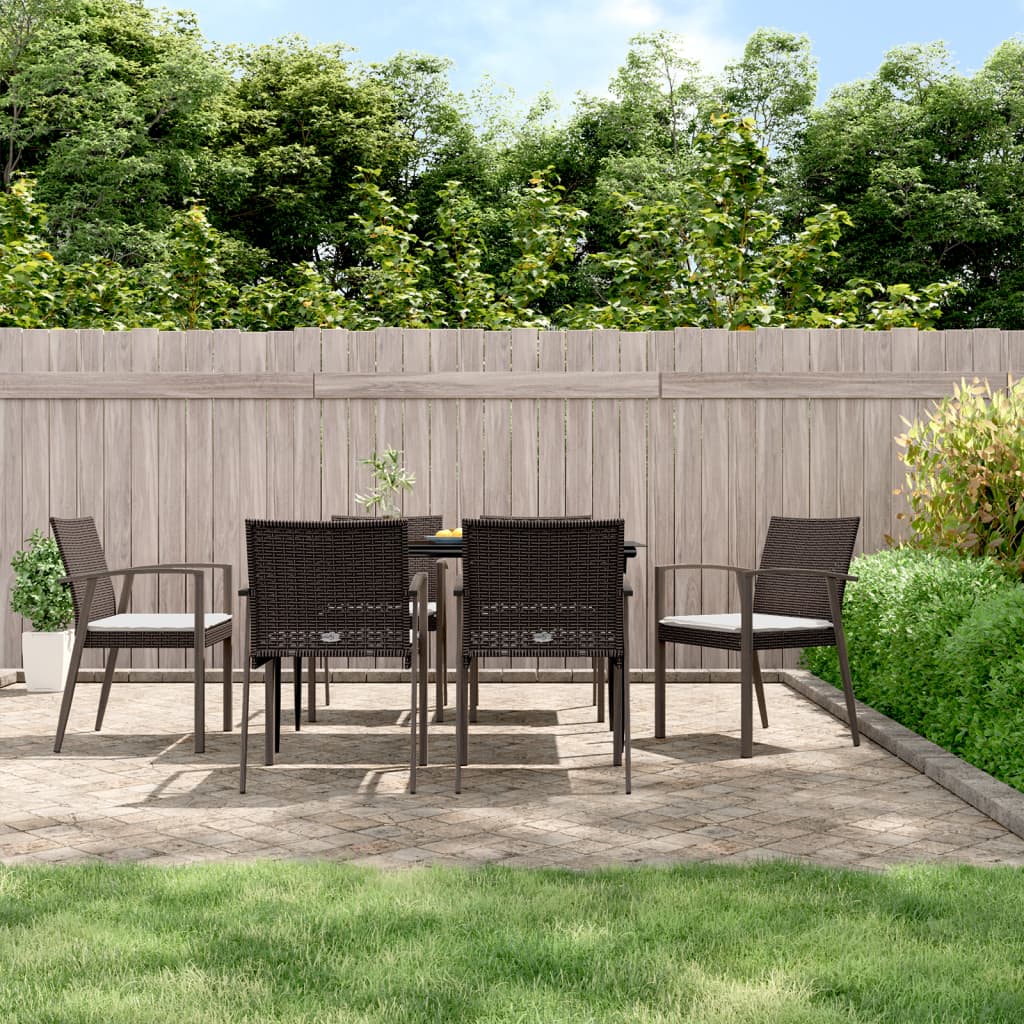 vidaXL Chaises de jardin avec coussins 6 pcs Marron 56,5x57x83 cm Résine tressée