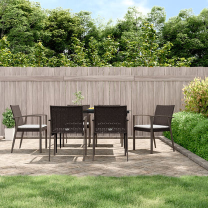 vidaXL Chaises de jardin avec coussins 6 pcs Marron 56,5x57x83 cm Résine tressée