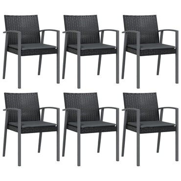vidaXL Chaises de jardin avec coussins 6 pcs Noir 56,5x57x83cm Résine tressée