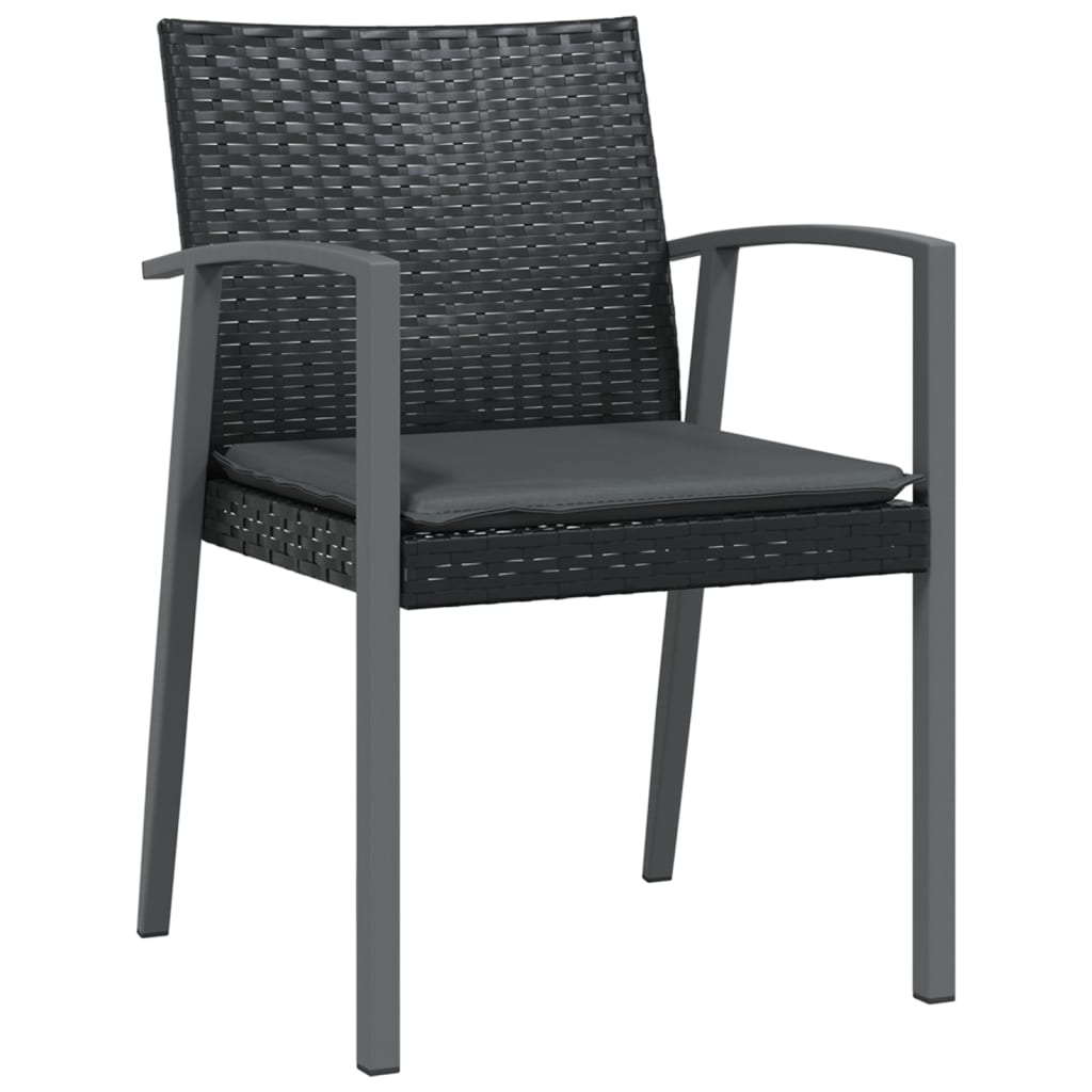 vidaXL Chaises de jardin avec coussins 6 pcs Noir 56,5x57x83cm Résine tressée