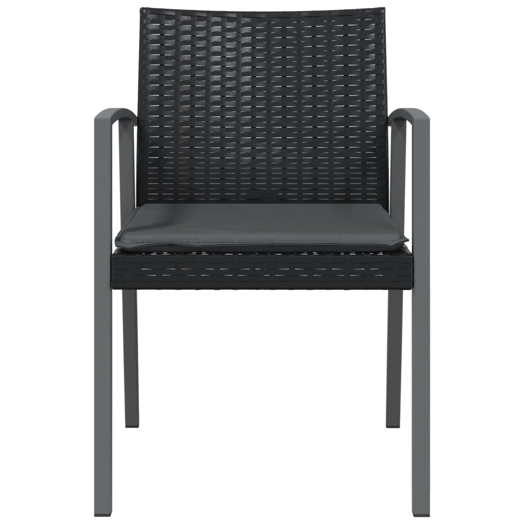vidaXL Chaises de jardin avec coussins 6 pcs Noir 56,5x57x83cm Résine tressée