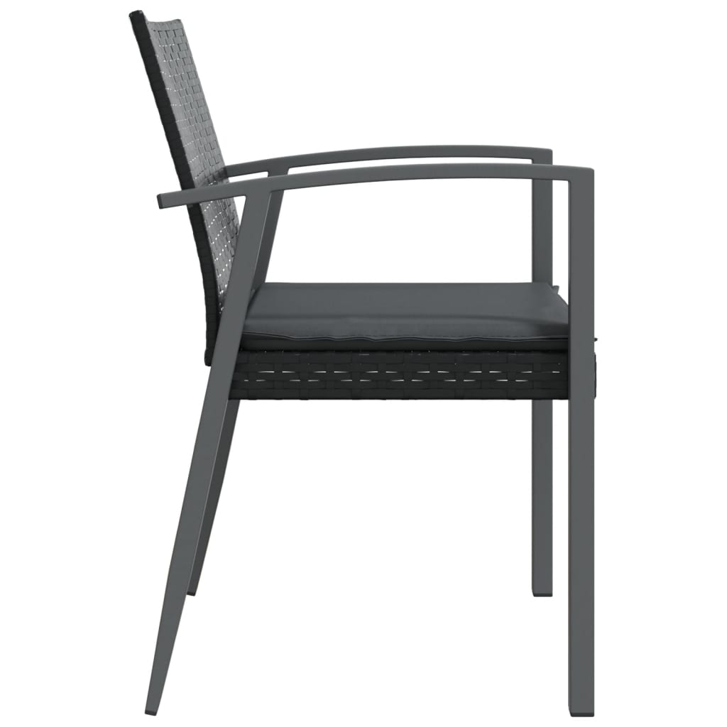 vidaXL Chaises de jardin avec coussins 6 pcs Noir 56,5x57x83cm Résine tressée