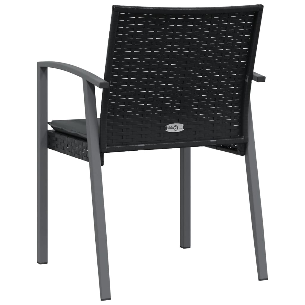 vidaXL Chaises de jardin avec coussins 6 pcs Noir 56,5x57x83cm Résine tressée