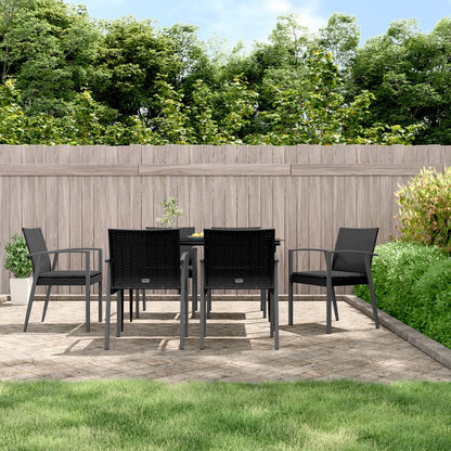 vidaXL Chaises de jardin avec coussins 6 pcs Noir 56,5x57x83cm Résine tressée