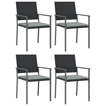 vidaXL Chaises de jardin avec coussins 4 pcs Noir 54x62,5x89cm Résine tressée