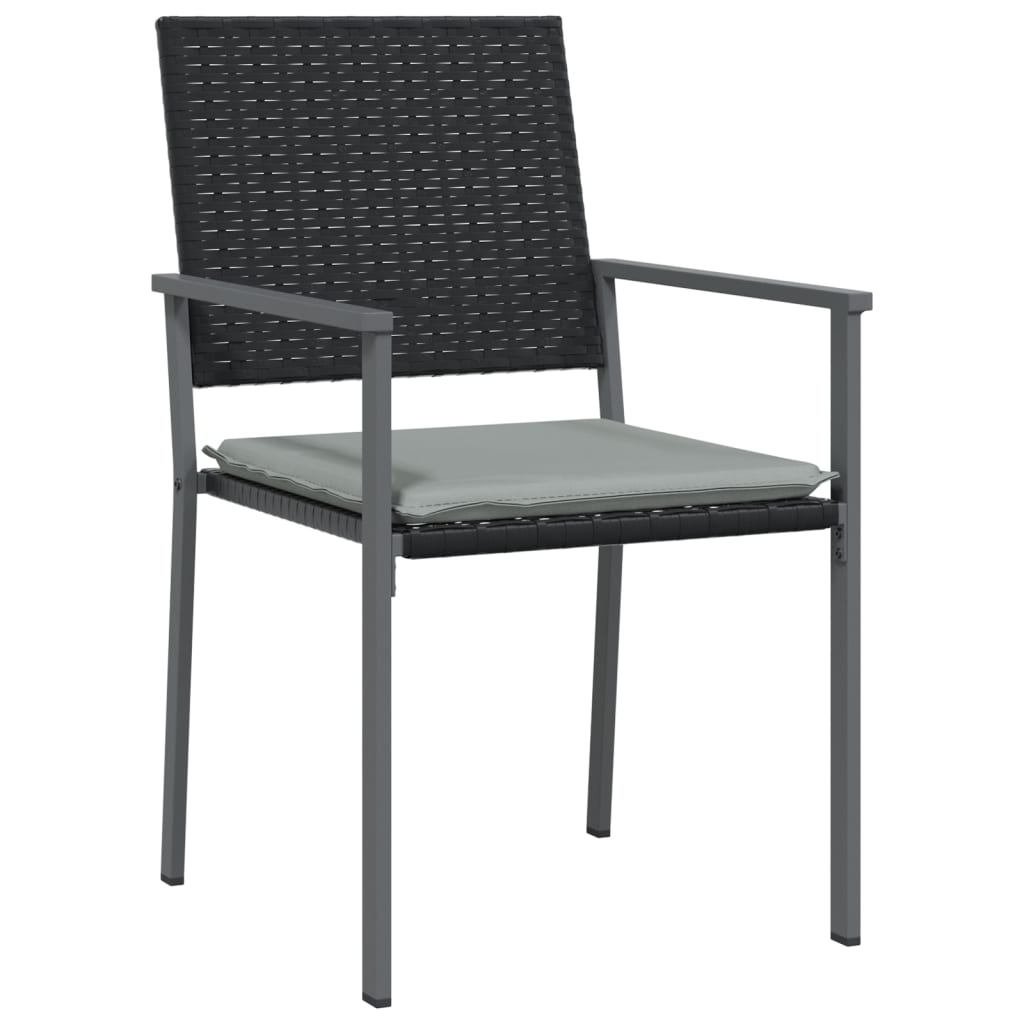 vidaXL Chaises de jardin avec coussins 4 pcs Noir 54x62,5x89cm Résine tressée