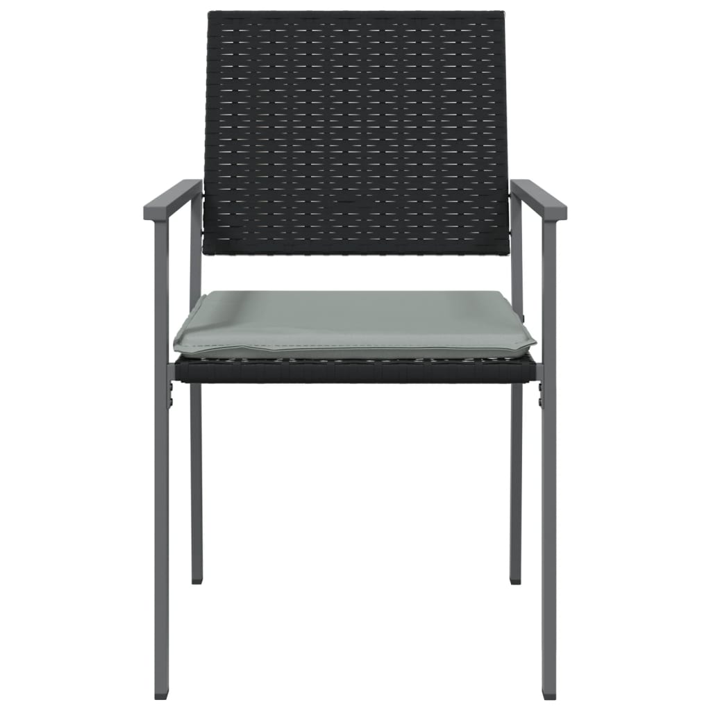 vidaXL Chaises de jardin avec coussins 4 pcs Noir 54x62,5x89cm Résine tressée