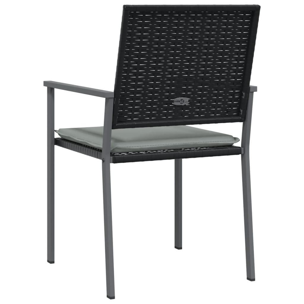 vidaXL Chaises de jardin avec coussins 4 pcs Noir 54x62,5x89cm Résine tressée