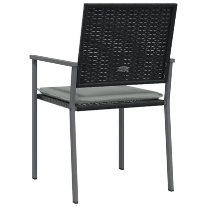 vidaXL Chaises de jardin avec coussins 4 pcs Noir 54x62,5x89cm Résine tressée